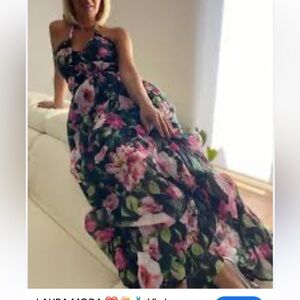 AKIRA Black and Green Floral Dress